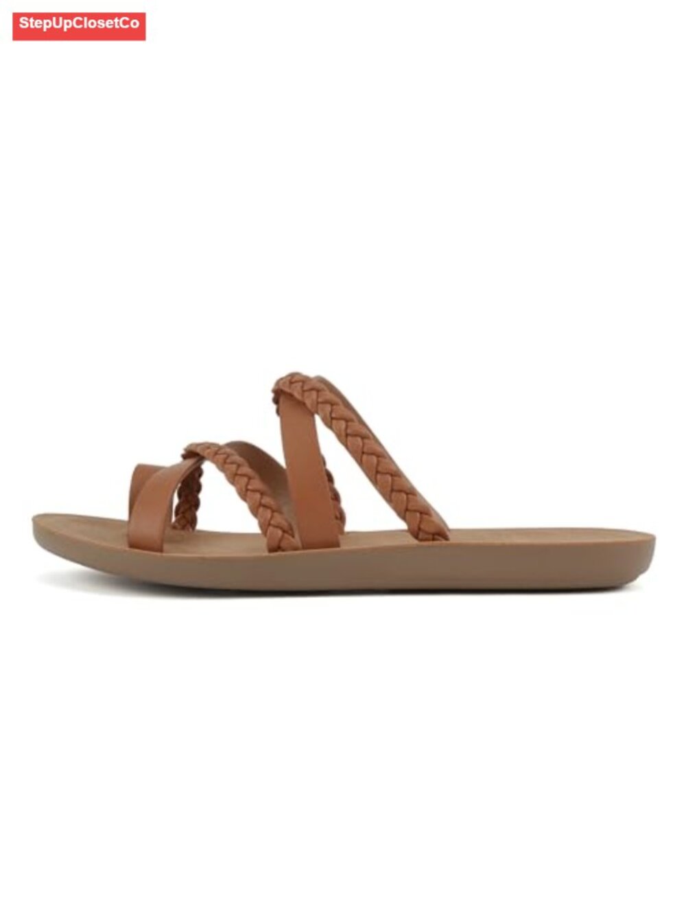 Comfortable Slip On Flat Crossband Toe Ring Sandals, Padded Insole